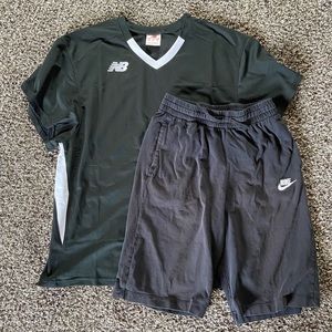 New Balance shirt with Nike Shorts
